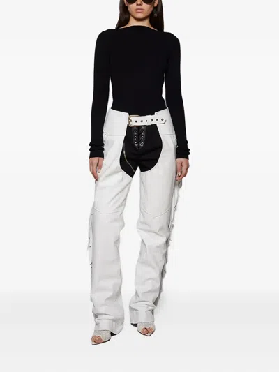 Angelica Montini Studios Fringe Leather Chaps In White
