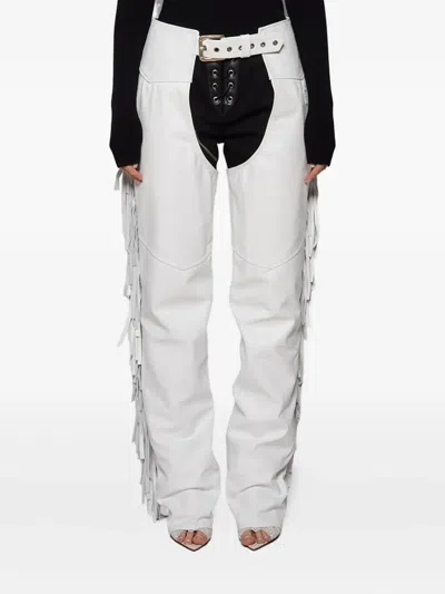 Angelica Montini Studios Fringe Leather Chaps In White