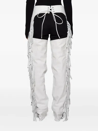 Angelica Montini Studios Fringe Leather Chaps In White
