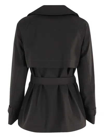 Duno Double-breasted Structured Jacket With Waist Belt In Brown