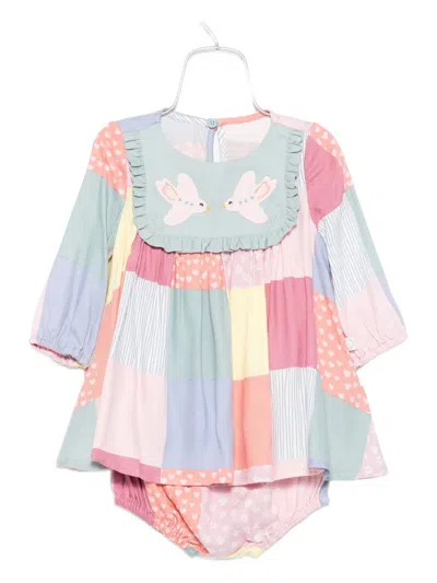 拼贴设计飞鸟贴花连衣裙