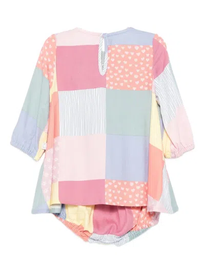 拼贴设计飞鸟贴花连衣裙