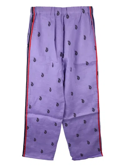 The World Is Yours Easy Paisley-embroidered Trousers In Purple