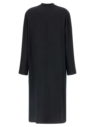 Alberta Ferretti Longline Shawl Collar Silk Coat In Black