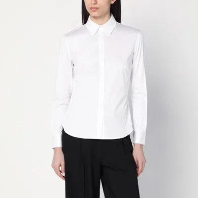 Calvin Klein Cotton Shirt With Collared Neck And Cuffed Sleeves In White