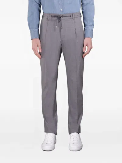 Moorer Drawstring Straight-leg Trousers In Gray
