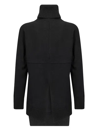 Stefano Mortari Asymmetric Hem Wool Turtleneck Sweater In Black