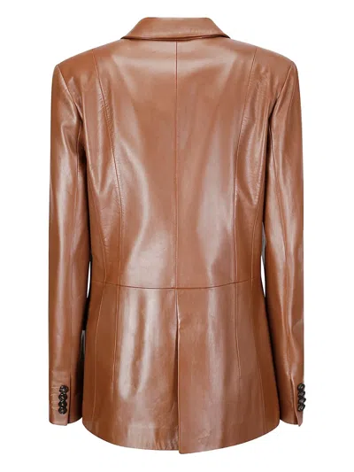 Desa 1972 Leather Flap-pocket Blazer In Brown