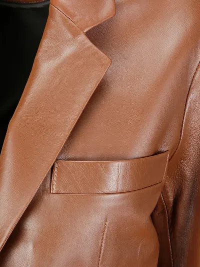 Desa 1972 Leather Flap-pocket Blazer In Brown