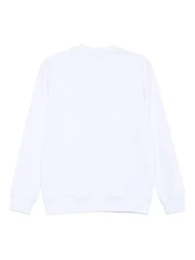 Msgm White Crewneck Sweatshirt With Script Logo In White