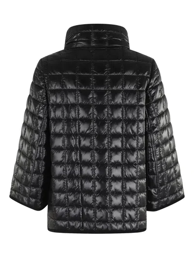 Fay Quilted Coat With Velvet Trim And Diamond Pattern In Black