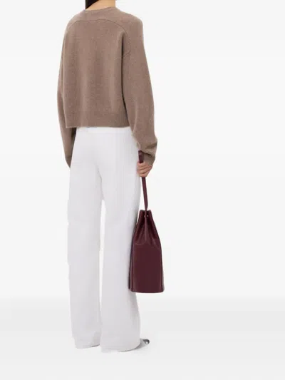 Loulou De Saison Anzor Lds V-neck Ribbed-detail Sweater In Brown