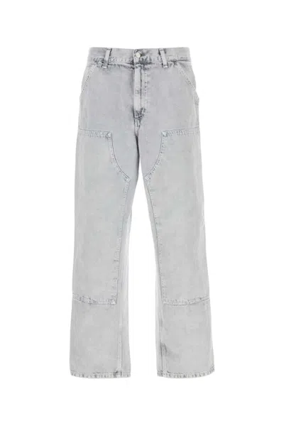 Carhartt Work In Progress Double Knee Organic Cotton Canvas Carpenter Pants In Gray