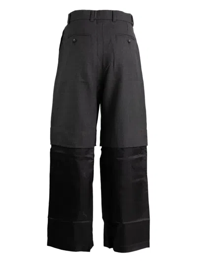 正面褶饰拼接长裤