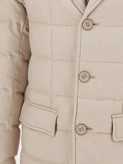 Herno Quilted Buttoned Jacket In Neutral