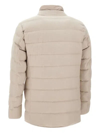 Herno Quilted Buttoned Jacket In Neutral