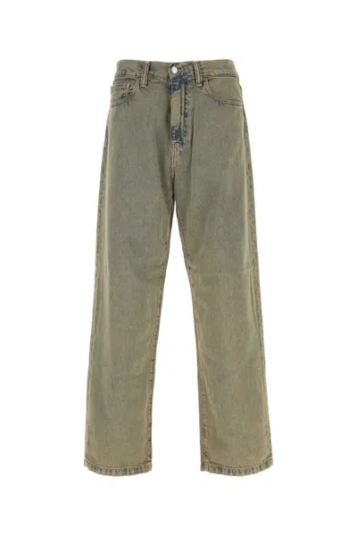 Carhartt Wip Melange Light Blue Denim Landon Pant In Black