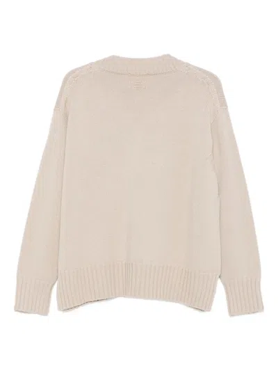Drumohr Long Sleeves V Neck Oversized Sweater In Neutral