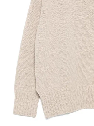 Drumohr Long Sleeves V Neck Oversized Sweater In Neutral