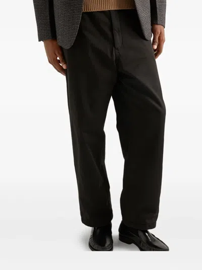 Prada Triangle-logo Cotton Trousers In Black