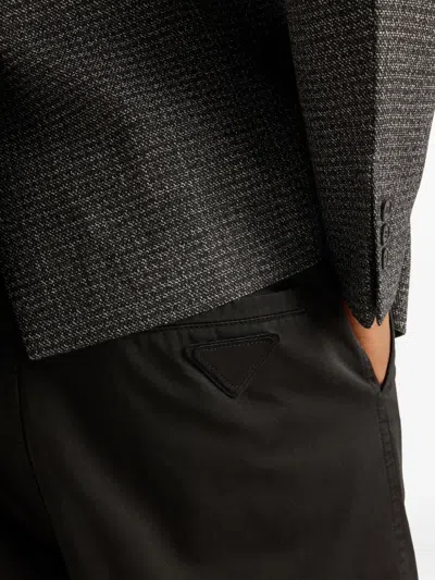 Prada Triangle-logo Cotton Trousers In Black