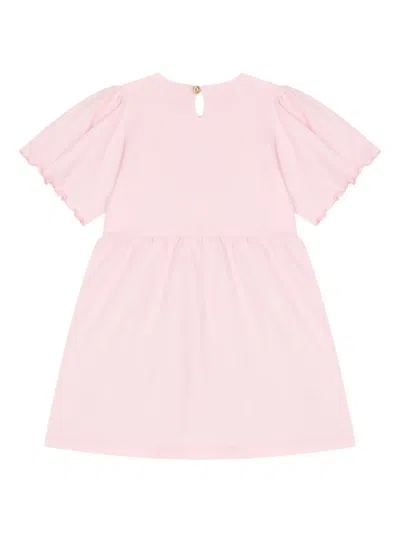 Escada Logo-patch Puff-sleeve Dress In Neutral