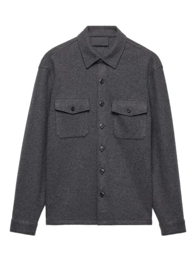 Prada Patch-pocket Button Shirt In Gray