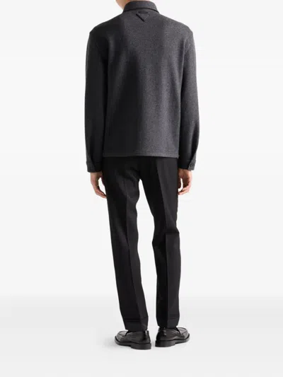 Prada Patch-pocket Button Shirt In Gray