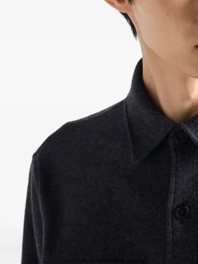 Prada Patch-pocket Button Shirt In Gray