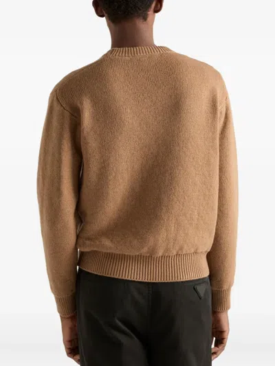 Prada Cashmere Crew-neck Sweater In Brown