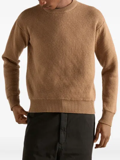 Prada Cashmere Crew-neck Sweater In Brown