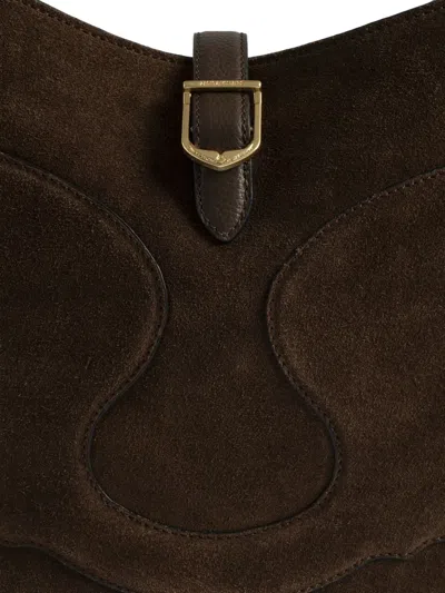 Zadig & Voltaire Suede Curved Shoulder Bag In Brown