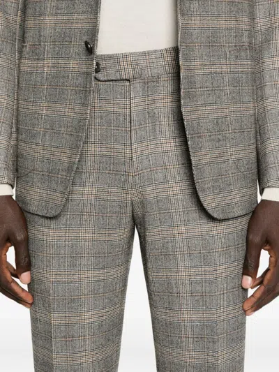 Isaia Checked Single-breasted Suit In Gray