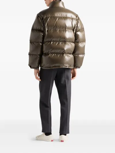Prada Medium Down Jacket In Re-nylon In Brown