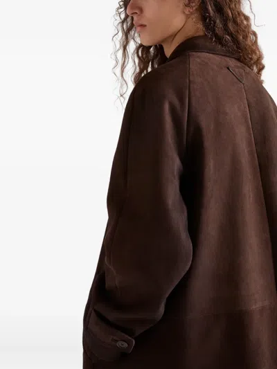 Prada Suede Coat In Brown