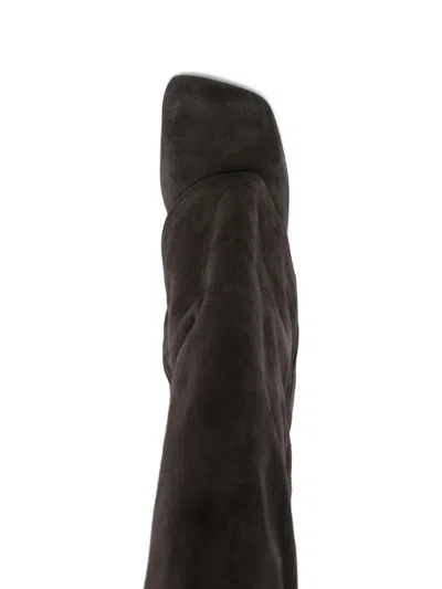 Ash Square-toe Side-zip Suede Boots In Brown