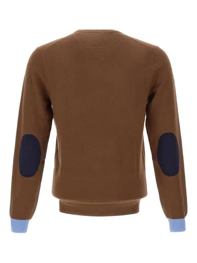 Sun 68 Elbow-patch Crew-neck Sweater In Brown