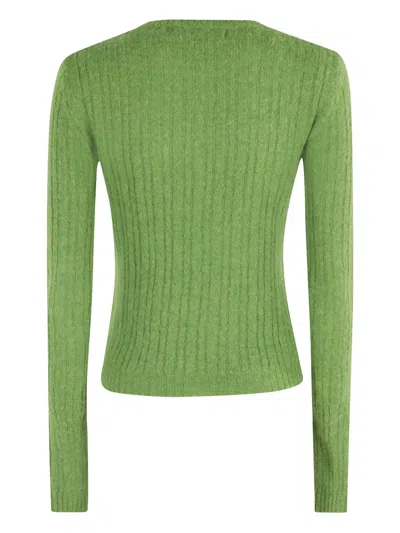 Tela Ribbed-knit Crew-neck Sweater In Green