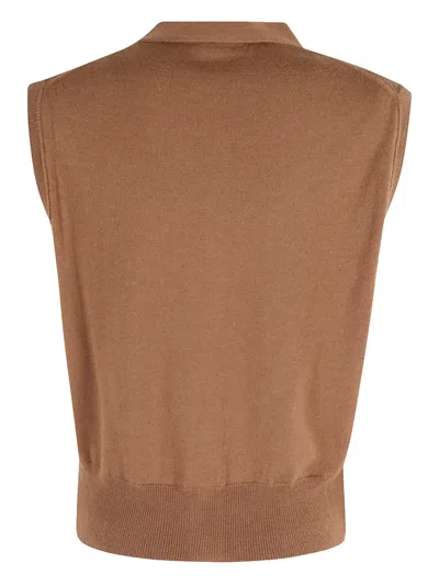 Tela Button-front Sleeveless Cardigan In Brown