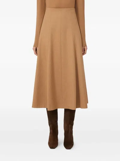 Max Mara Womens Camel Geneve A-line Wool Midi Skirt In Brown