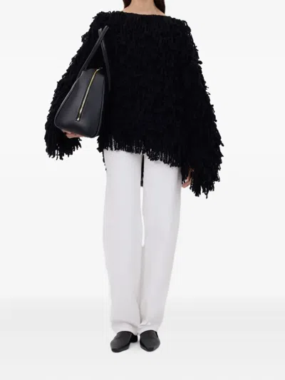 Loulou De Saison Gabin Fringe Sweater In Black