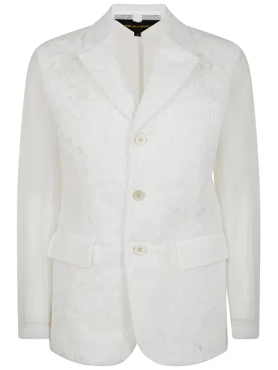 Comme Des Garçons Long Sleeved Chiffon Jacket In White