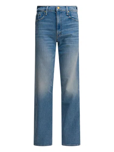 Mother The Spinner Zip Sneak Denim Jeans In Blue