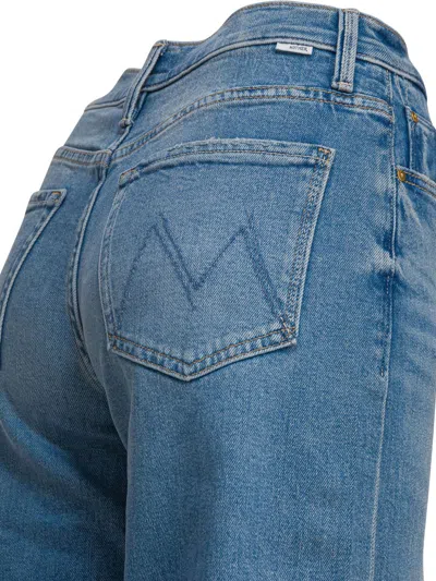 Mother The Spinner Zip Sneak Denim Jeans In Blue