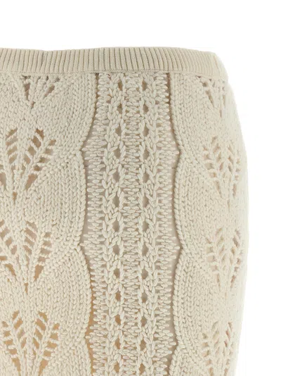 Ermanno Scervino Longuette Tricot Wool Skirt With Tulle Lining In Multi
