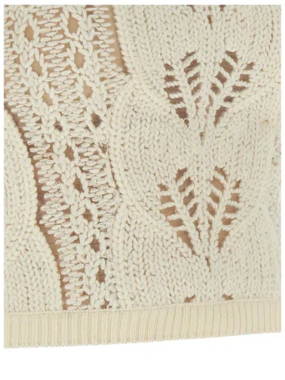 Ermanno Scervino Strapless Cropped Knit Top With Sheer Accents In White
