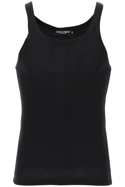 Dolce & Gabbana Marcello Ribbed-knit Tank Top In Black