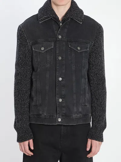 Dolce & Gabbana Tailored Denim And Wool Blend Jacket In Black