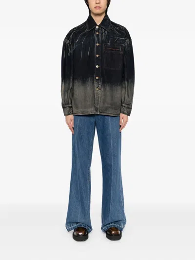 Feng Chen Wang Gradient Denim Jacket In Blue