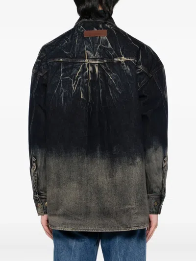 Feng Chen Wang Gradient Denim Jacket In Blue